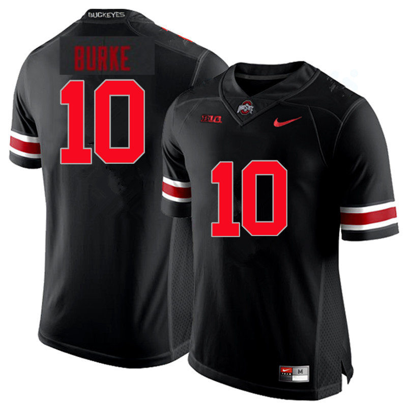 Mens #10 Denzel Burke Ohio State Buckeyes Stitched Nike Blackout College Football Game Jersey S-3XL  