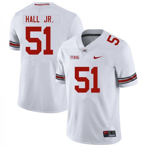 Mens #51 Mike Hall Jr. Ohio State Buckeyes Stitched Nike White College Football Game Jersey S-3XL  