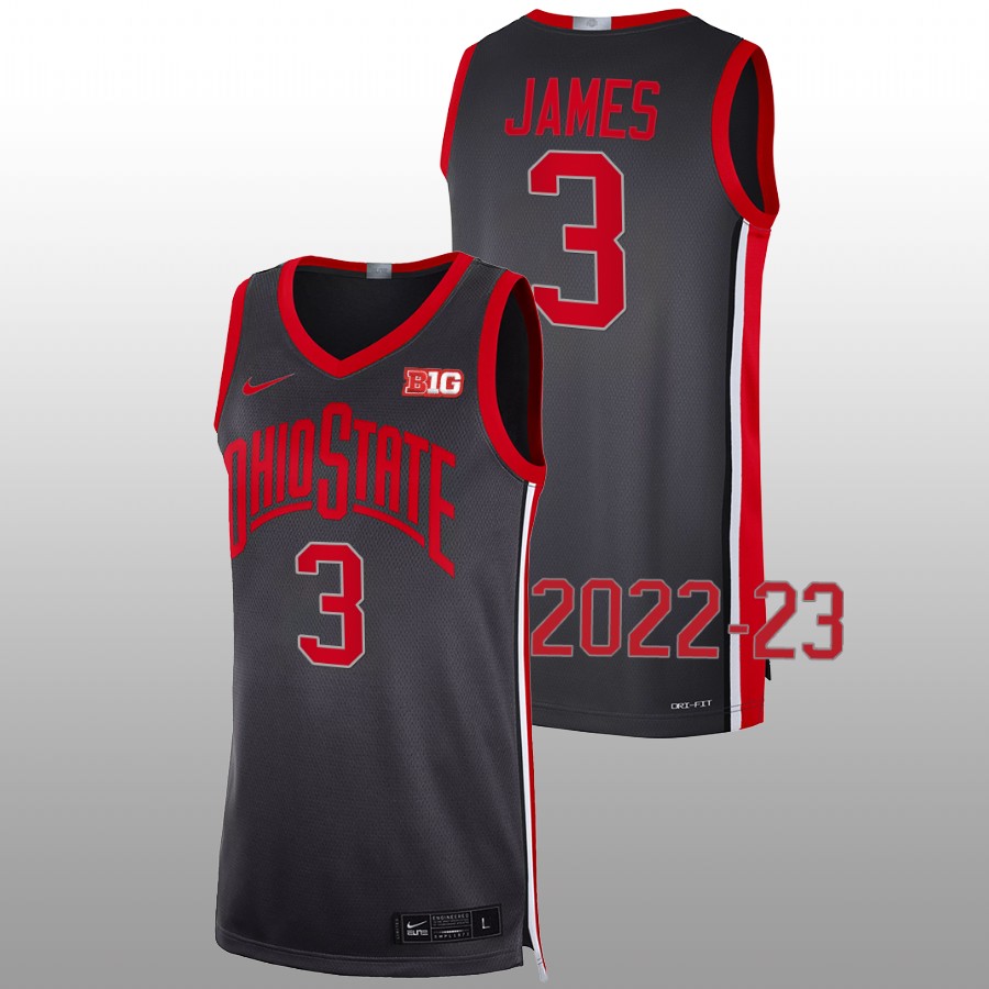 Men's #3 Bronny James Ohio State Buckeyes Nike Alternate Anthracite Throwback 90s Stitched College Basketball Jersey
