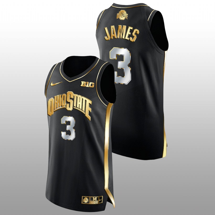 Men's #3 Bronny James Ohio State Buckeyes Nike Black Golden Stitched College Basketball Jersey