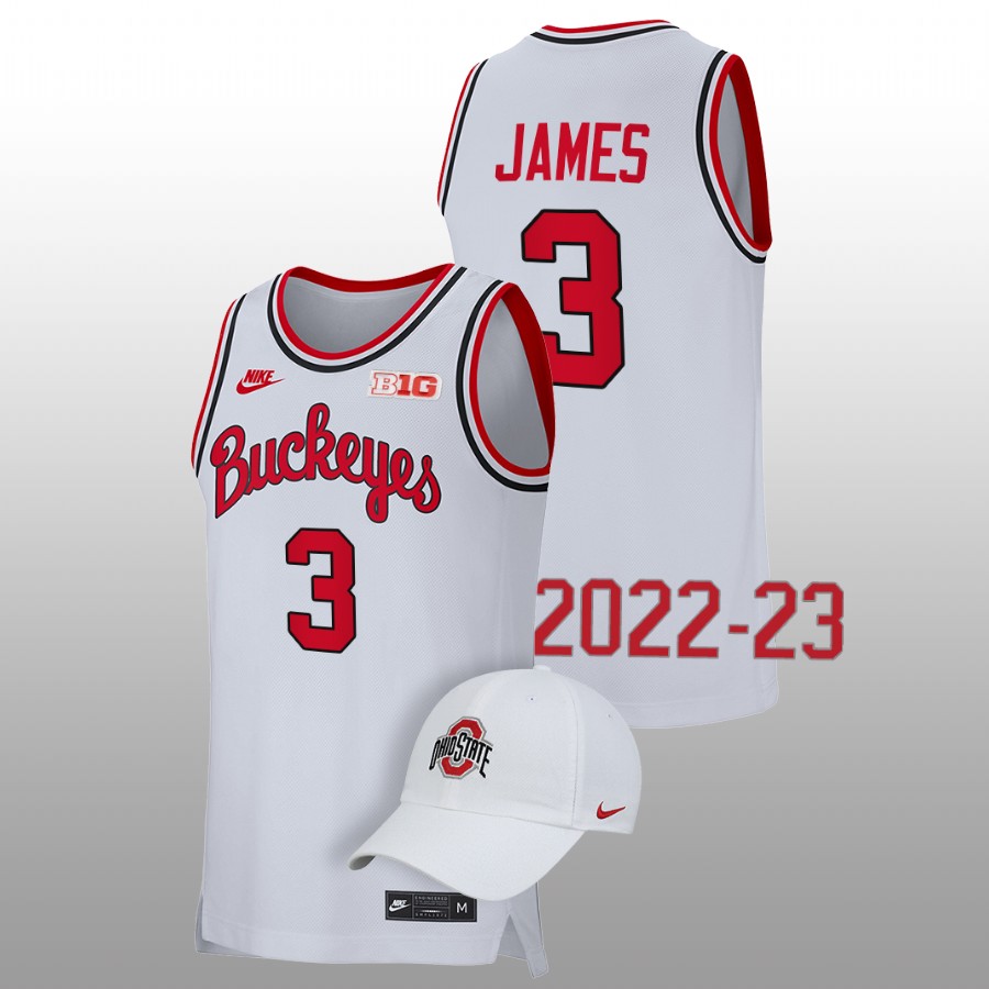 Youth's #3 Bronny James Ohio State Buckeyes Nike White Stitched College Basketball Jersey