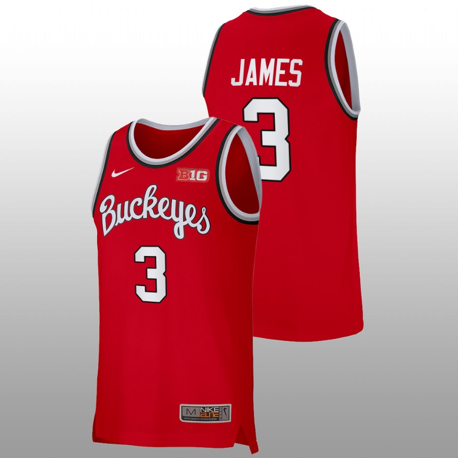 Men's #3 Bronny James Ohio Ohio State Buckeyes Nike Scarlet Stitched College Basketball Jersey