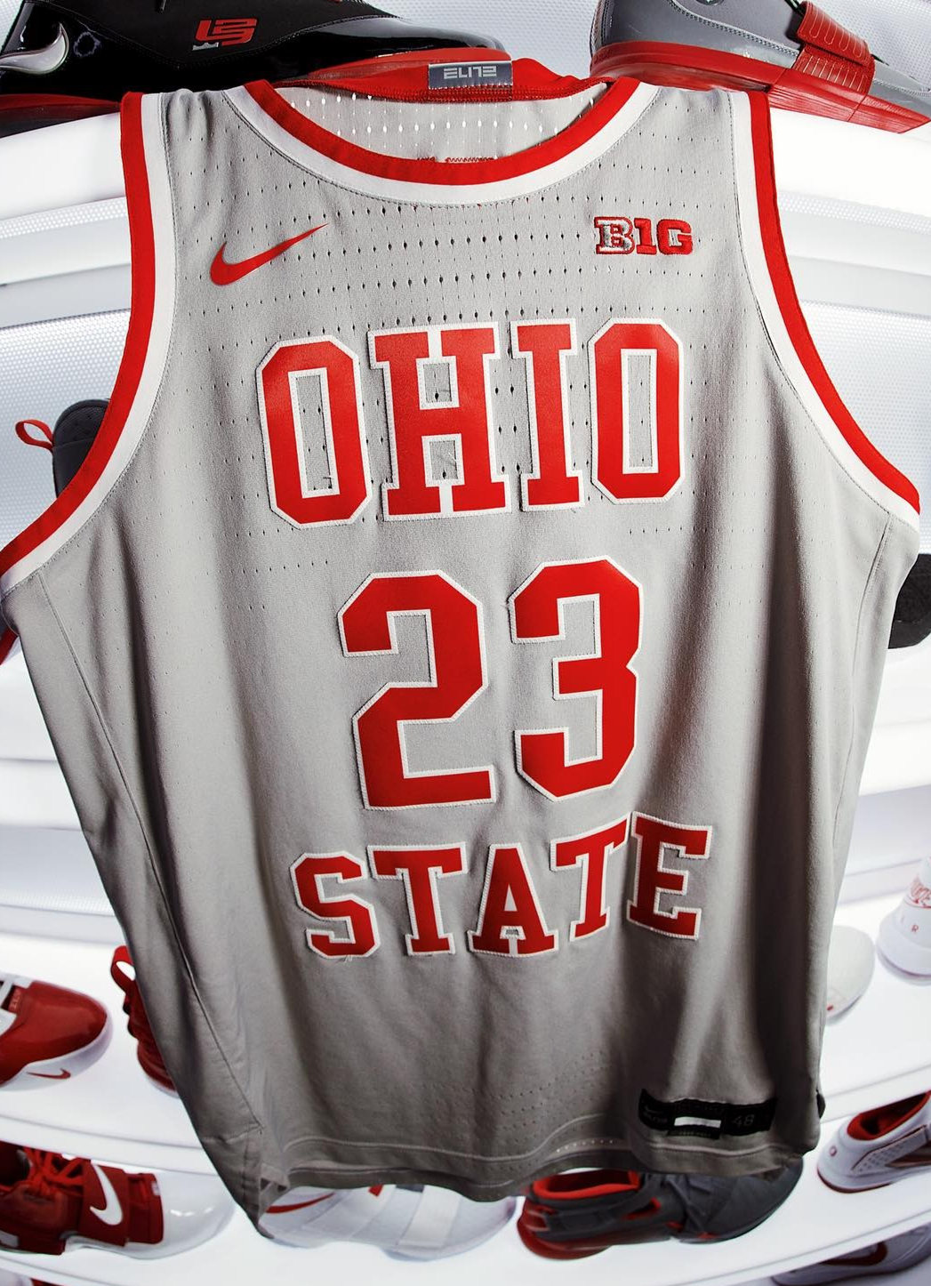 Men's #23 Zed Key Ohio State Buckeyes Elite Nike White Stitched College Basketball Jersey