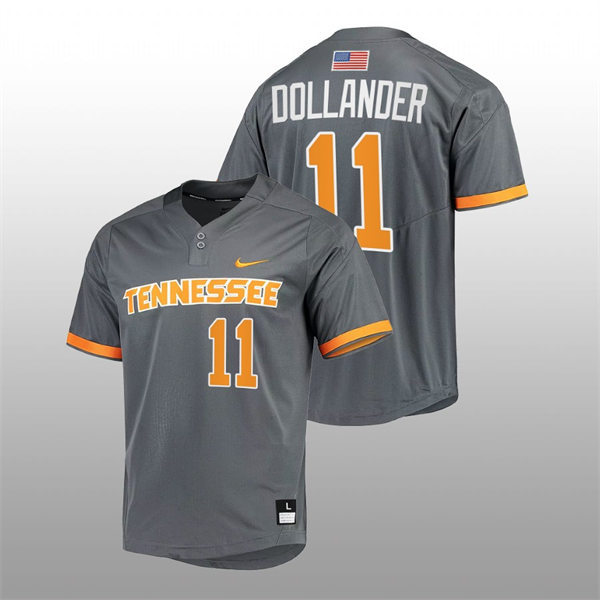 Tennessee Volunteers #11 Chase Dollander 2022 Diamond Nike Charcoal With Name two-Button Pullover Baseball Limited Jersey