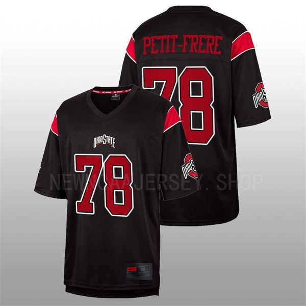 Men's #78 Nicholas Petit-Frere Ohio State Buckeyes Stitched Nike Black College Football Replica Jersey S-3XL 