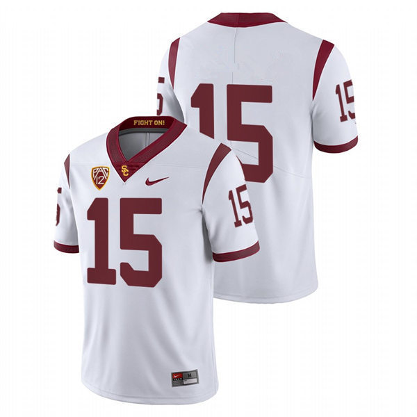 Men's USC Trojans #15 Mo Hasan Nike White Without Name College Football Game Jersey