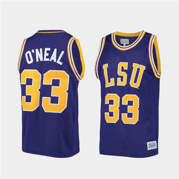 Men LSU Tigers #33 Shaquille O'Neal Purple Retro Commemorative Classic Basketball Alumni Jerseyy Men LSU Tigers #33 Shaquille O'Neal Purple Retro Commemorative Classic Basketball Alumni Jerseyy