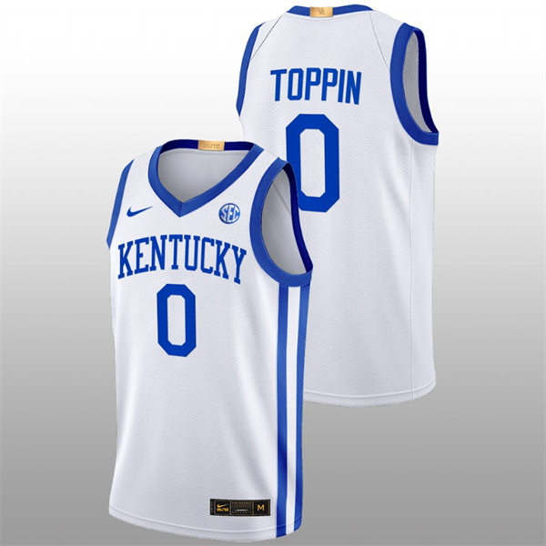 Mens Youth Kentucky Wildcats #0 Jacob Toppin White Home 2022-23 College Basketball Game Jersey