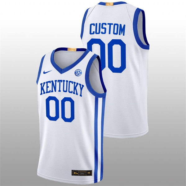 Kentucky Wildcats Custom Nike White Home 2025-26 College Basketball Game Jersey