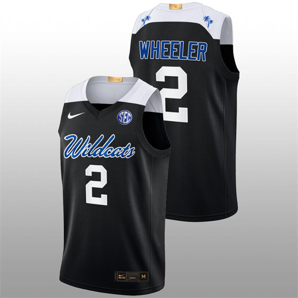 Mens Youth Kentucky Wildcats #2 Sahvir Wheeler 2022-23 College Basketball Bahamas Game Limted Jersey Black Alternate 
