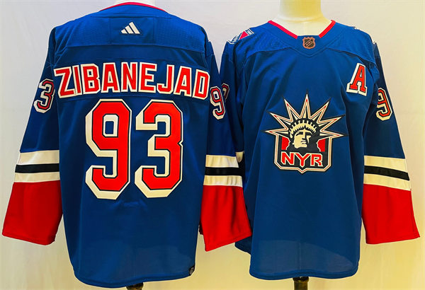 Men's New York Rangers #93 Mika Zibanejad Royal 2022 Reverse Retro Primegreen Jersey