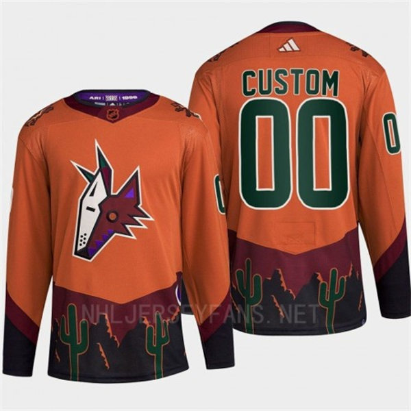 Men's Youth Arizona Coyotes Custom Orange Maroon 2022 Reverse Retro Primegreen Jersey