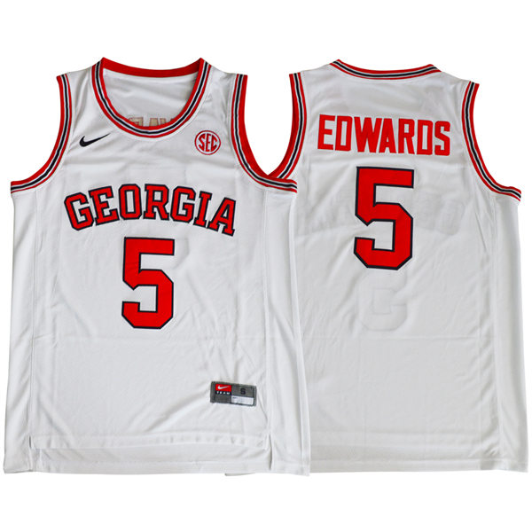 Mens Youth Georgia Bulldogs #5 Anthony Edwards Nike White College Basketball Retro Jersey Mens Youth Georgia Bulldogs #5 Anthony Edwards Nike White College Basketball Retro Jersey