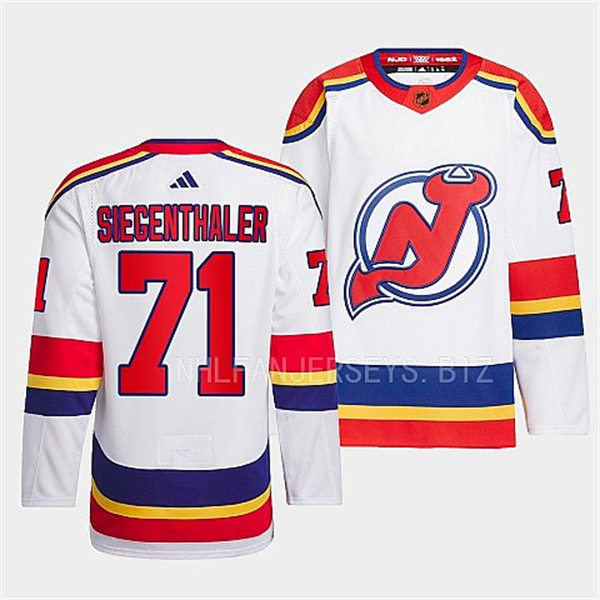 Mens New Jersey Devils #71 Jonas Siegenthaler White 2022 Reverse Retro Primegreen Jersey