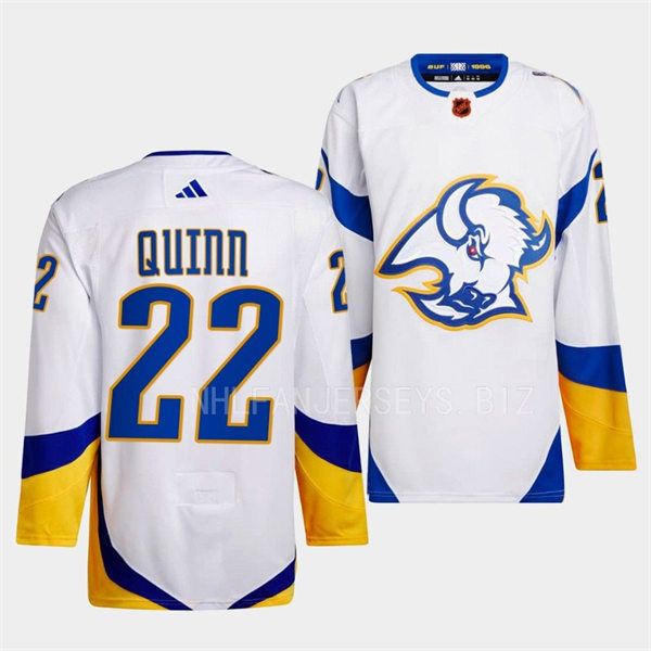 Men's Buffalo Sabres #22 Jack Quinn White 2022 Reverse Retro Primegreen Jersey