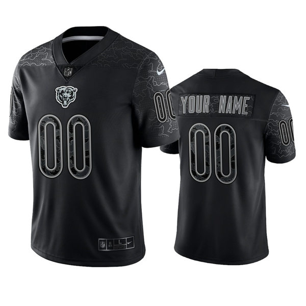 Chicago Bears Custom  Black Reflective Limited Jersey