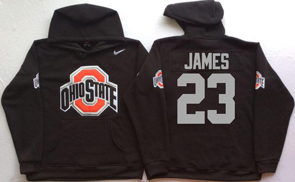 Men's #23 LeBron James Ohio State Buckeyes Stitched College Football Game Pullover Hoodie Nike Black S-3XL
