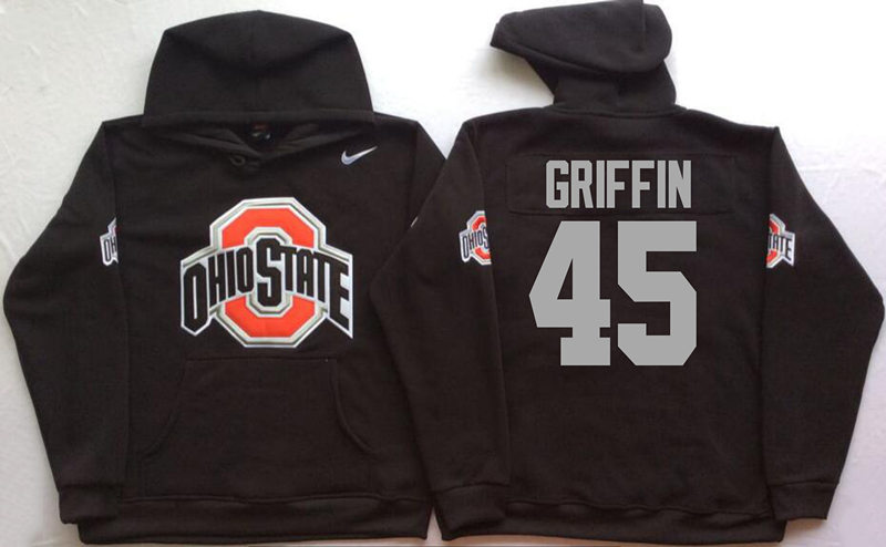 Men's #45 Archie Griffin Ohio State Buckeyes Stitched College Football Game Pullover Hoodie Nike Black S-3XL