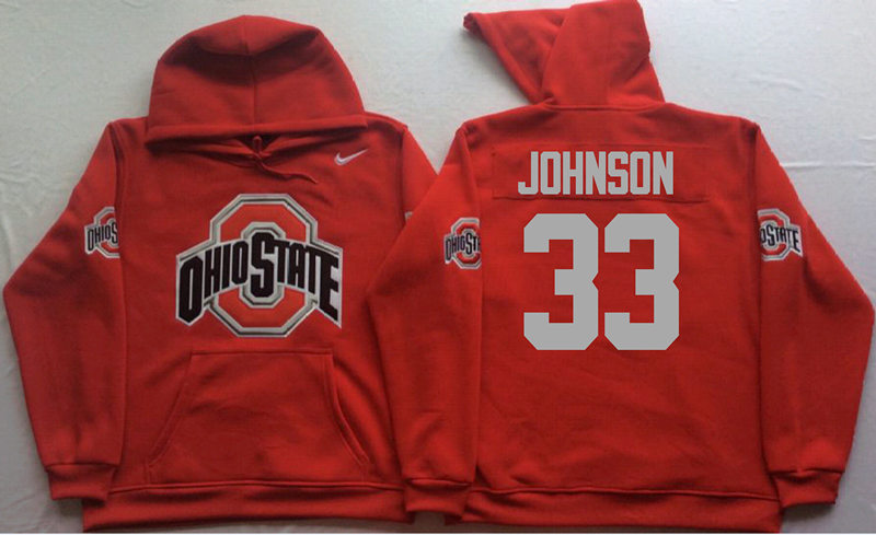Men's #33 Jakailin Johnson Ohio State Buckeyes Stitched College Football Game Pullover Hoodie Nike Scarlet S-3XL