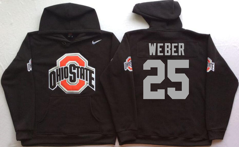 Men's #25 Mike Weber Jr. Ohio State Buckeyes Stitched College Football Game Pullover Hoodie Nike Black S-3XL