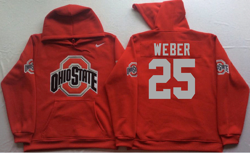 Men's #25 Mike Weber Jr. Ohio State Buckeyes Stitched College Football Game Pullover Hoodie Nike Scarlet S-3XL