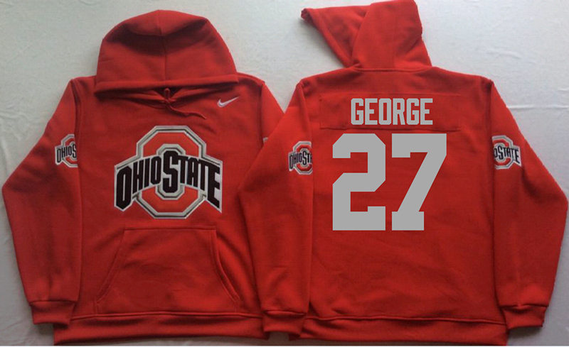 Men's #27 Eddie George Ohio State Buckeyes Stitched College Football Game Pullover Hoodie Nike Scarlet S-3XL