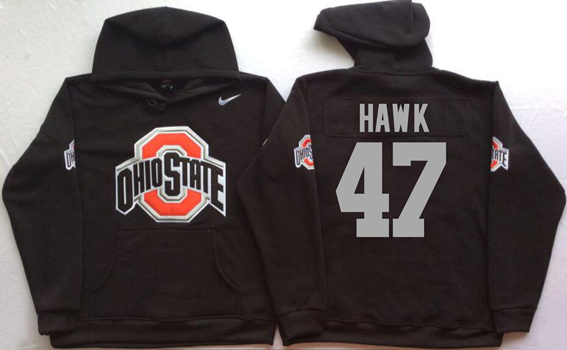 Men's #47 A.J. Hawk Ohio State Buckeyes Stitched College Football Game Pullover Hoodie Nike Black S-3XL