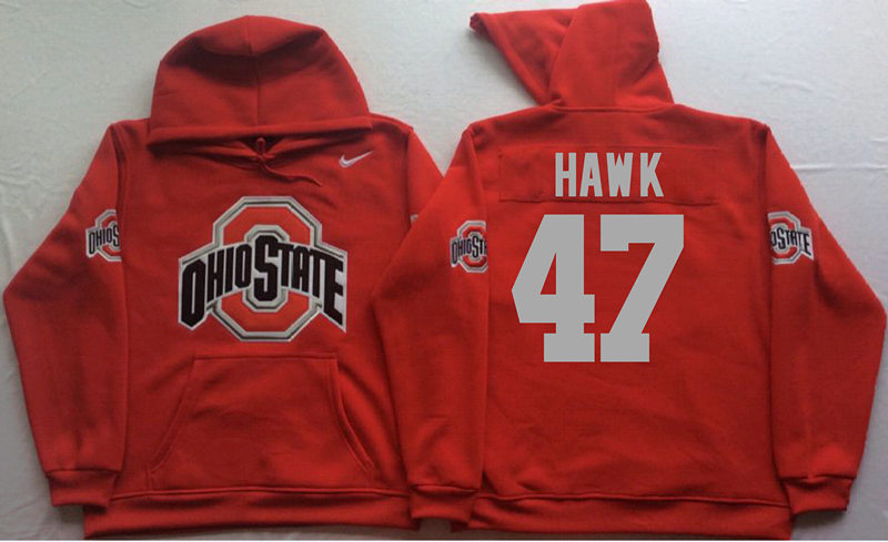 Men's #47 A.J. Hawk Ohio State Buckeyes Stitched College Football Game Pullover Hoodie Nike Scarlet S-3XL