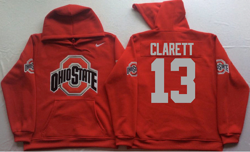 Men's #13 Maurice Clarett Ohio State Buckeyes Stitched College Football Game Pullover Hoodie Nike Scarlet S-3XL
