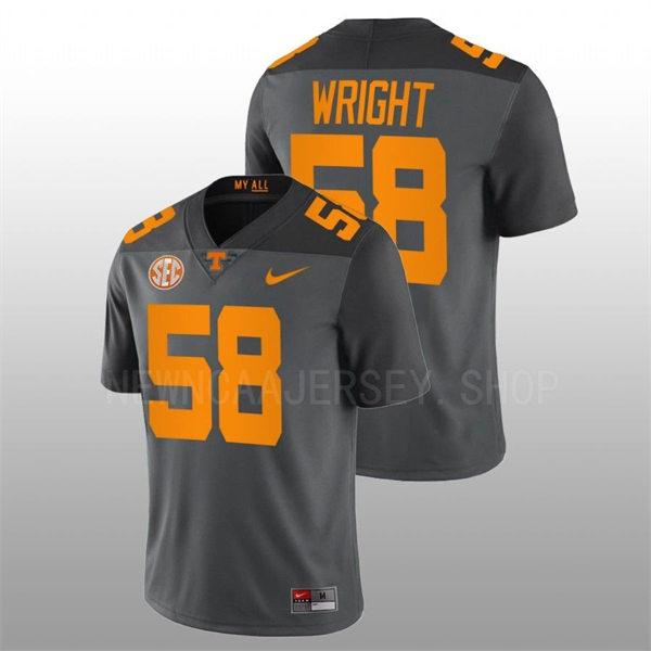 Mens Youth Tennessee Volunteers #58 Darnell Wright Nike Smokey Grey Alternate College Football Game Jersey