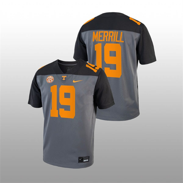 Mens Youth Tennessee Volunteers #19 Walker Merrill Nike Smokey Grey Alternate College Football Game Jersey