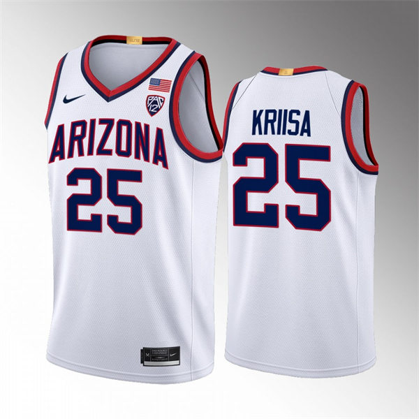 Mens Youth Arizona Wildcats #25 Kerr Kriisa  Nike White 2022-23 College Basketball Game Jersey