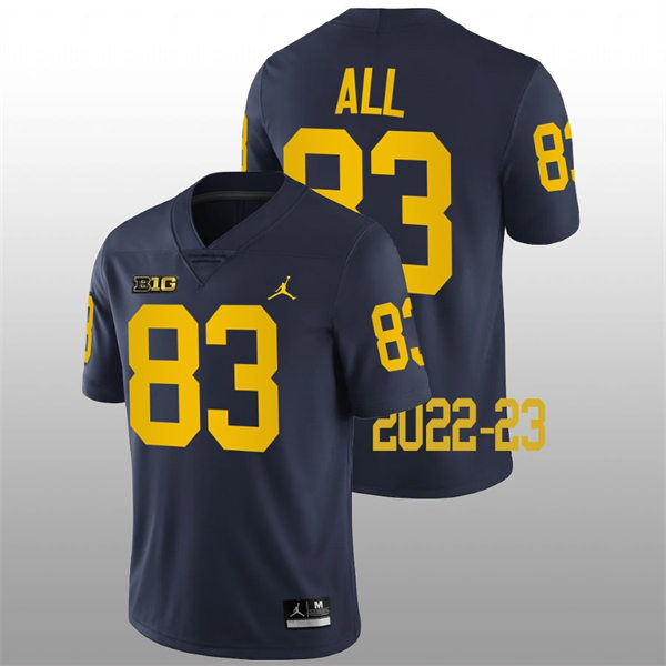 Mens Youth Michigan Wolverines #83 Erick All Navy College Football Game Jersey