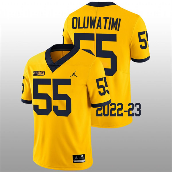 Mens Youth Michigan Wolverines #55 Olusegun Oluwatimi Maize College Football Game Jersey