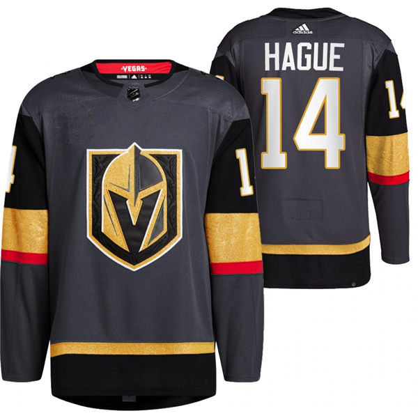 Mens Vegas Golden Knights #14 Nicolas Hague Stitched Adidas Home Grey Jersey