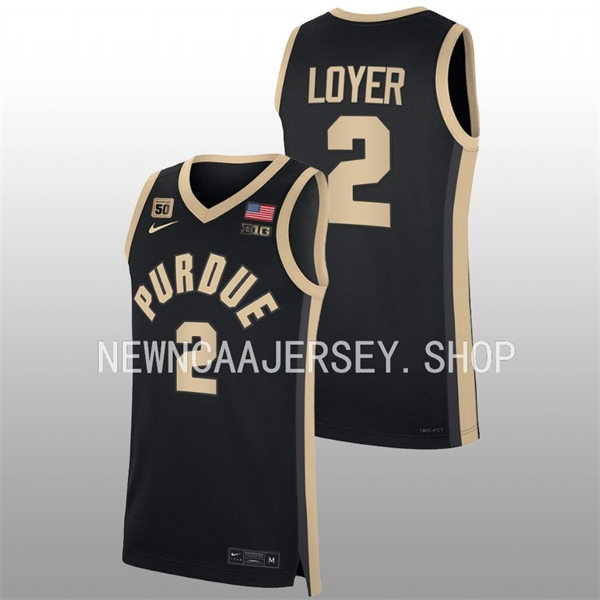 Mens Youth Purdue Boilermakers #2 Fletcher Loyer 2022-23 Black College Basketball Game Jersey