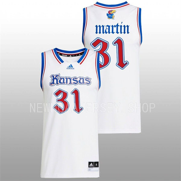 Mens Youth Kansas Jayhawks #31 Cam Martin 2022-23 White THE PHOG Basketball Limited Jersey
