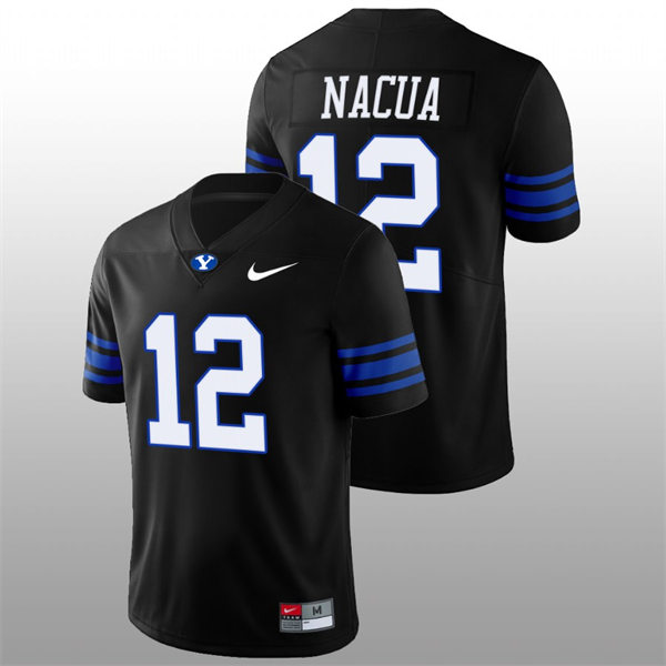 Men's Youth BYU Cougars #12 Puka Nacua BYU Cougars 2022 Shamrock Series Black Football Jersey