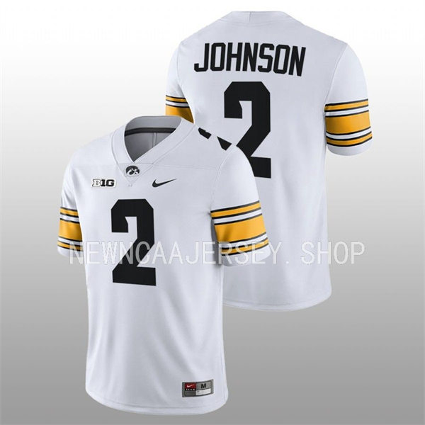 Iowa Hawkeyes #2 Kaleb Johnson Nike White College Football Game Jersey Iowa Hawkeyes #2 Kaleb Johnson Nike White College Football Game Jersey