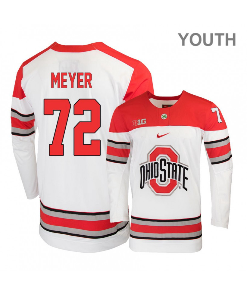 Youth's #72 Carson Meyer Ohio State Buckeyes Stitched Nike White Hockey Jersey