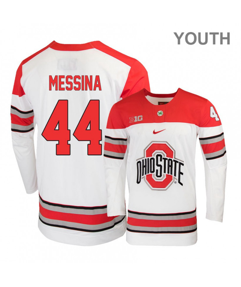 Youth's #44 Dalton Messina Ohio State Buckeyes Stitched Nike White Hockey Jersey