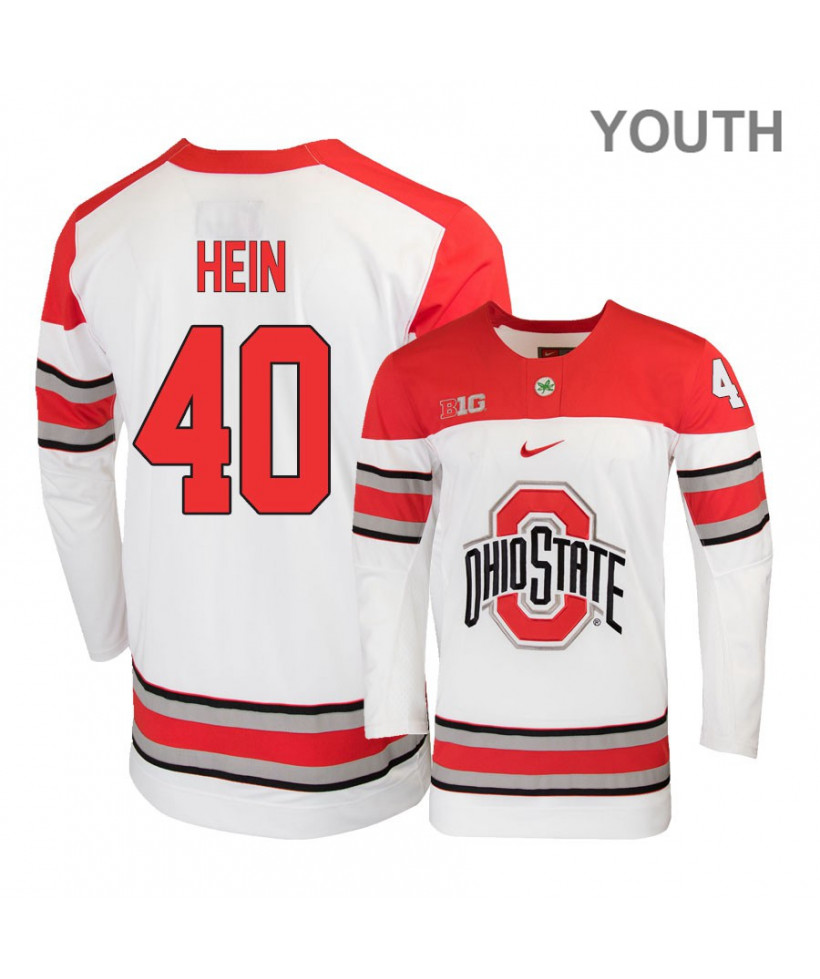 Youth's #40 Ronnie Hein Ohio State Buckeyes Stitched Nike White Hockey Jersey