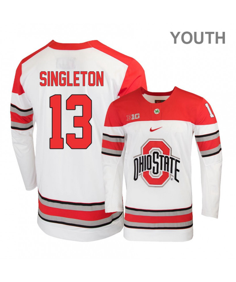 Youth's #13 Tate Singleton Ohio State Buckeyes Stitched Nike White Hockey Jersey