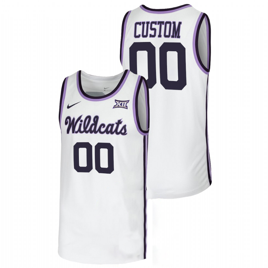 Kansas State Wildcats Custom Nike White Wildcats College Basketball Game Jersey