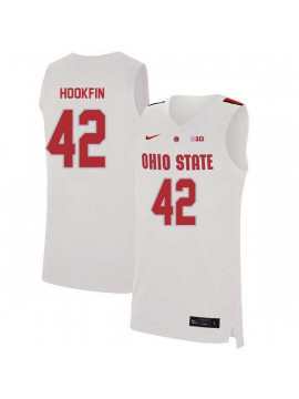 Men's #42 Harrison Hookfin Ohio State Buckeyes Elite Nike White Stitched College Basketball Jersey