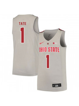 Men's #1 Jae'Sean Tate Ohio State Buckeyes Elite Nike Gray Stitched College Basketball Jersey