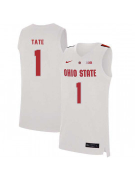 Men's #1 Jae'Sean Tate Ohio State Buckeyes Elite Nike White Stitched College Basketball Jersey