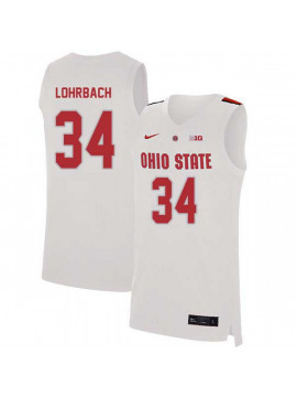 Men's #34 Jake Lohrbach Ohio State Buckeyes Elite Nike White Stitched College Basketball Jersey