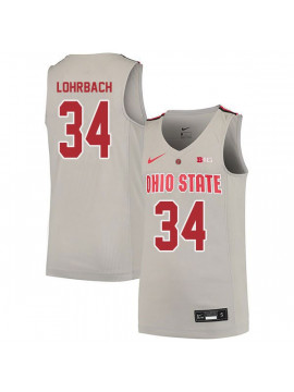 Men's #34 Jake Lohrbach Ohio State Buckeyes Elite Nike Gray Stitched College Basketball Jersey