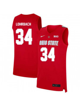 Men's #34 Jake Lohrbach Ohio State Buckeyes Elite Nike Scarlet Stitched College Basketball Jersey